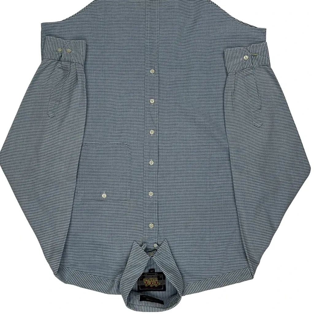90S Made In USA Chaps Ralph Lauren Checked Shirt - Large Blue Cotton - Image 4