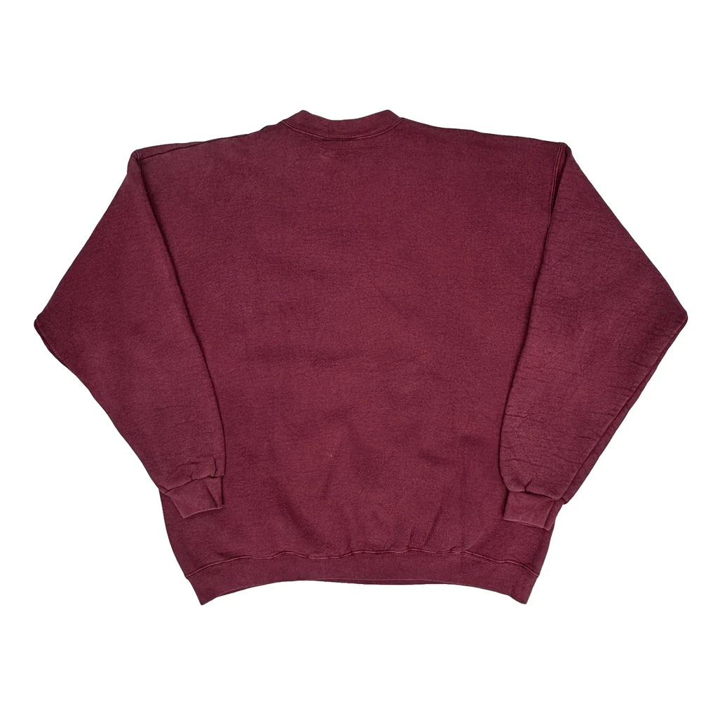 90S Made In USA Faded Lee Work Sweatshirt - XL Burgundy Cotton - Image 2