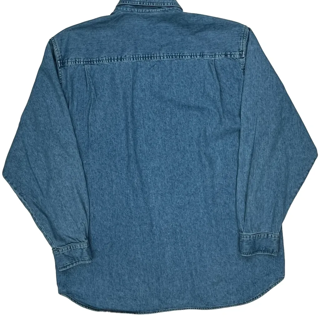 90S Made In USA Guess Denim Shirt - Large Blue Cotton - Image 7