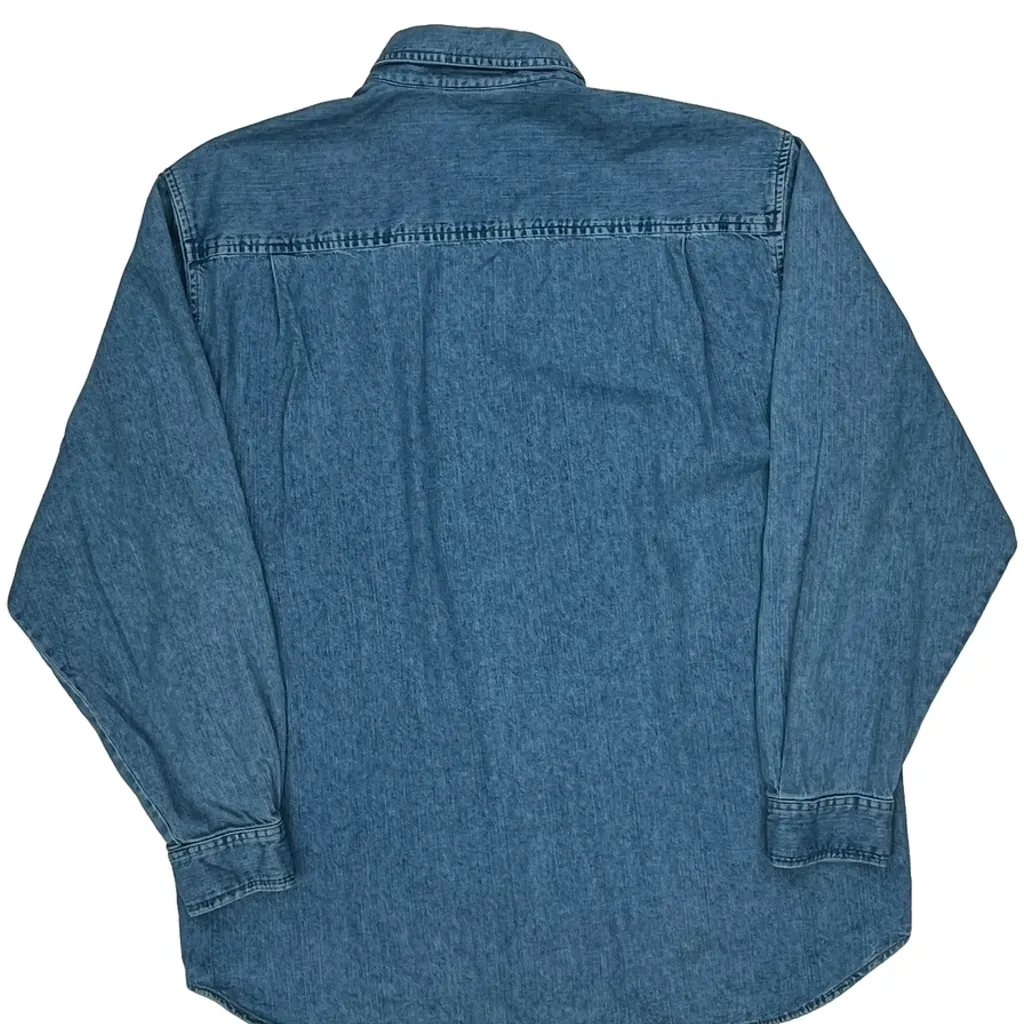 90S Made In USA Guess Denim Shirt - Large Blue Cotton - Image 8