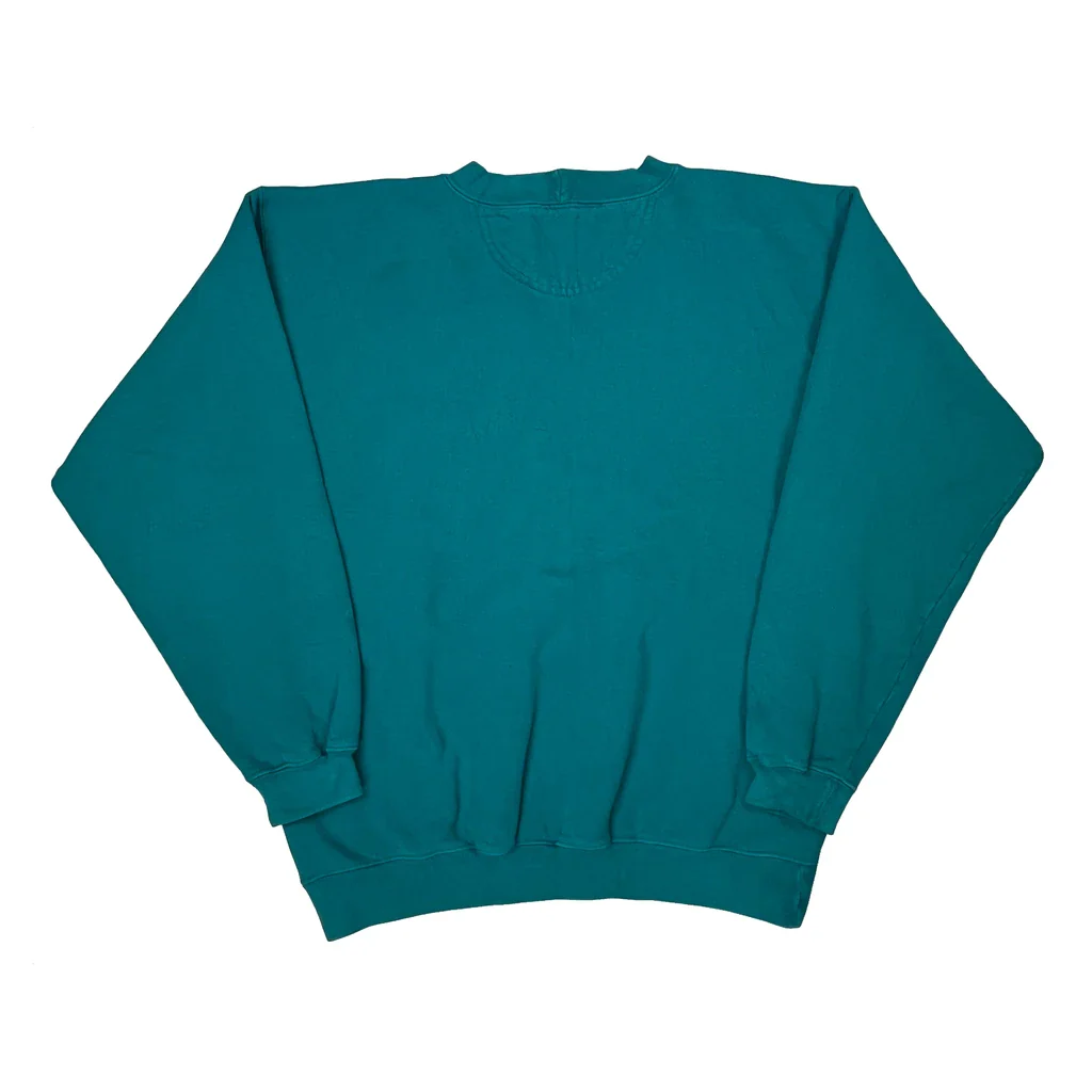 90S Made In USA Levis Teal Blank Sweatshirt - Medium Green Cotton - Image 2