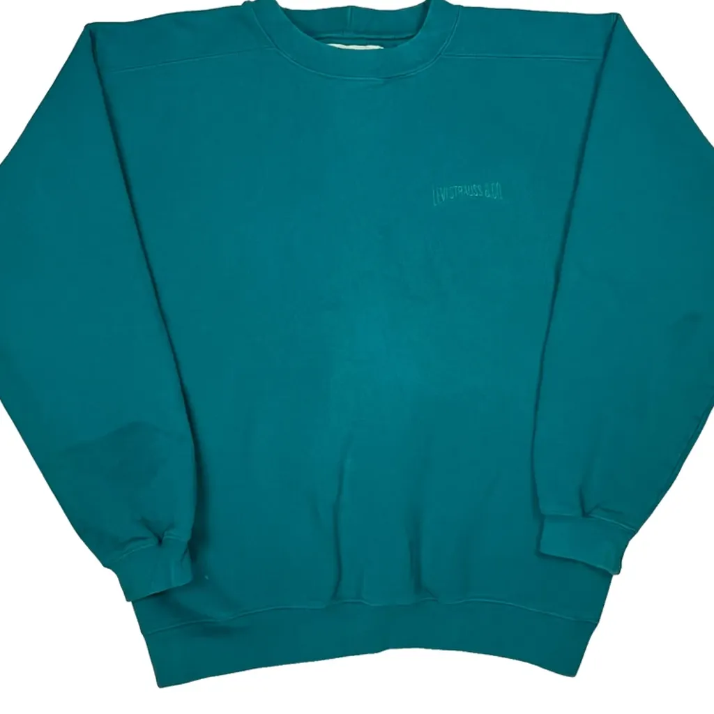 90S Made In USA Levis Teal Blank Sweatshirt - Medium Green Cotton - Image 4