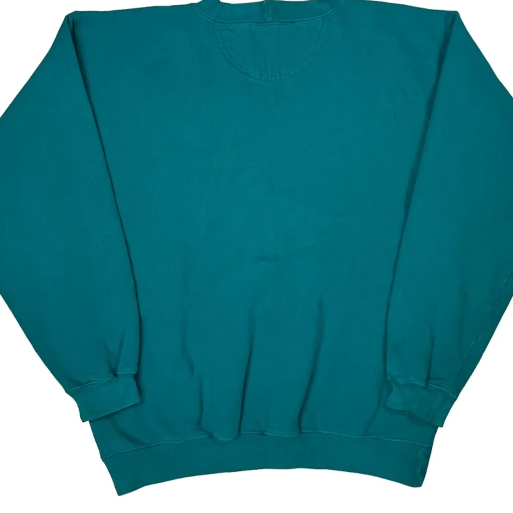 90S Made In USA Levis Teal Blank Sweatshirt - Medium Green Cotton - Image 7