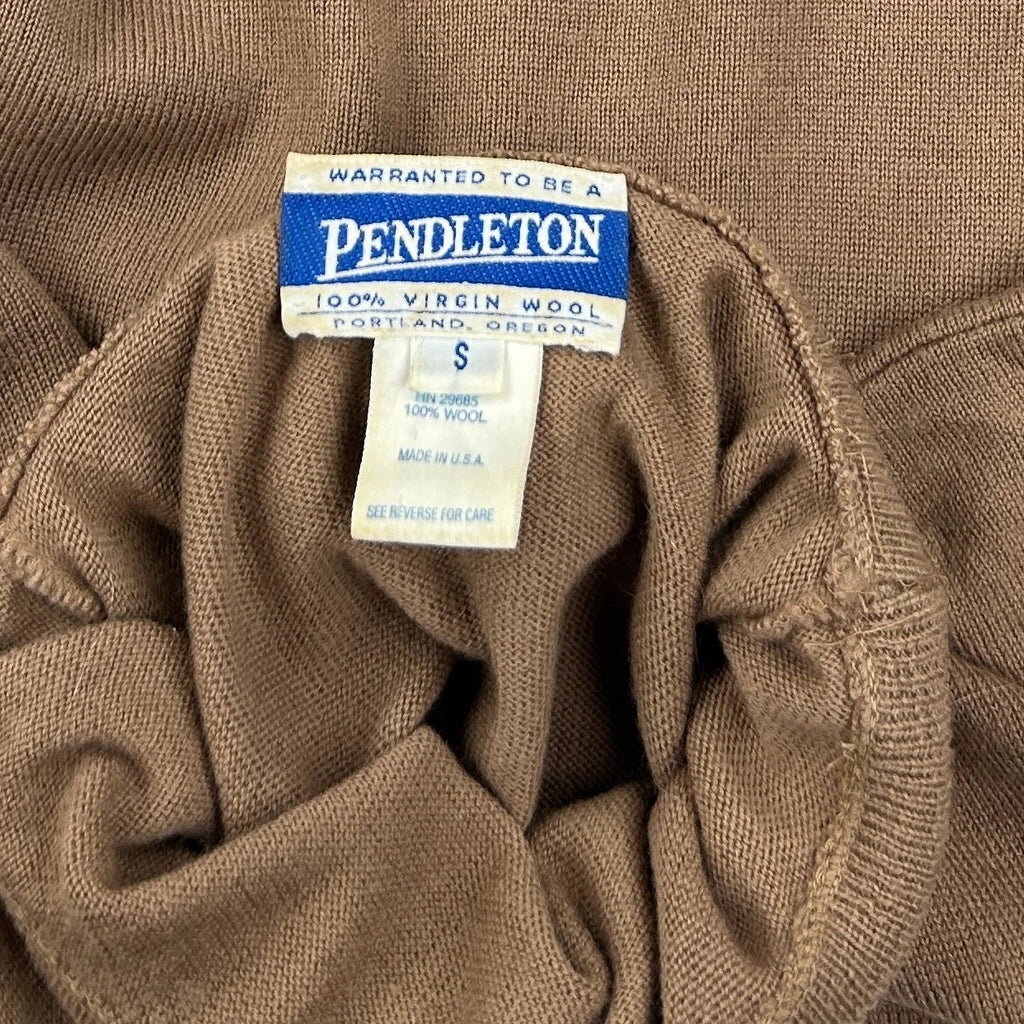 90S Made In USA Pendleton 100% Virgin Wool Roll Neck Jumper - Small Brown Virgin Wool - Image 3