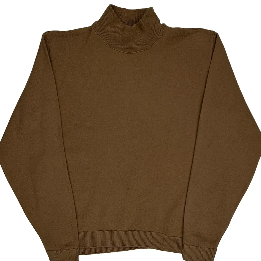 90S Made In USA Pendleton 100% Virgin Wool Roll Neck Jumper - Small Brown Virgin Wool - Image 4