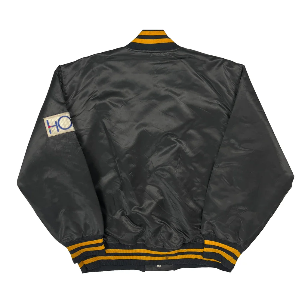 90S Made In USA Pirates Daniel'S Sportswear Satin Varsity Jacket - Large Black Polyester - Image 2