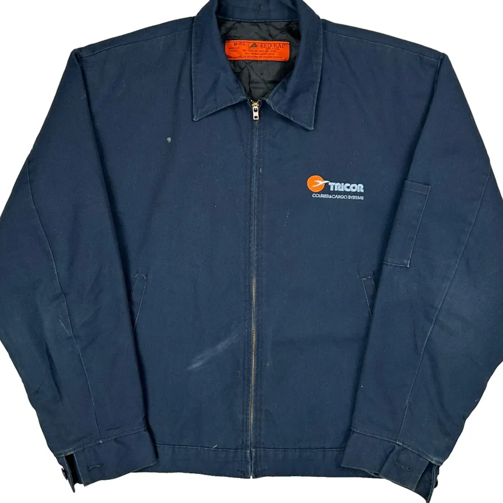 90S Made In USA Red Kap Workweaar Jacket - Medium Blue Polyester Blend - Image 4