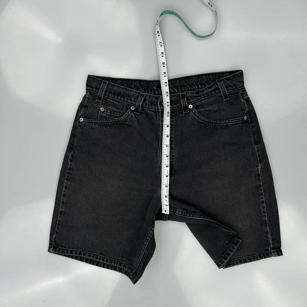 90S Orange Tab Levis Loose Denim Shorts - 32W 8L Black Denim - Image 4