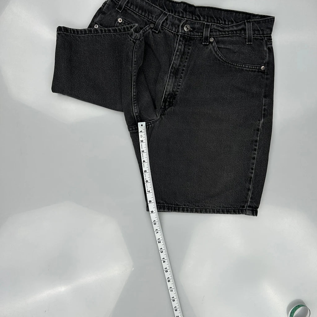 90S Orange Tab Levis Loose Denim Shorts - 32W 8L Black Denim - Image 5