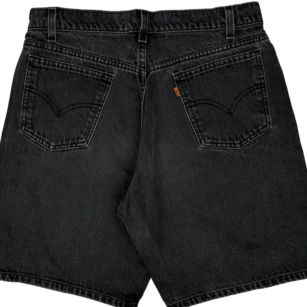 90S Orange Tab Levis Loose Denim Shorts - 32W 8L Black Denim - Image 6