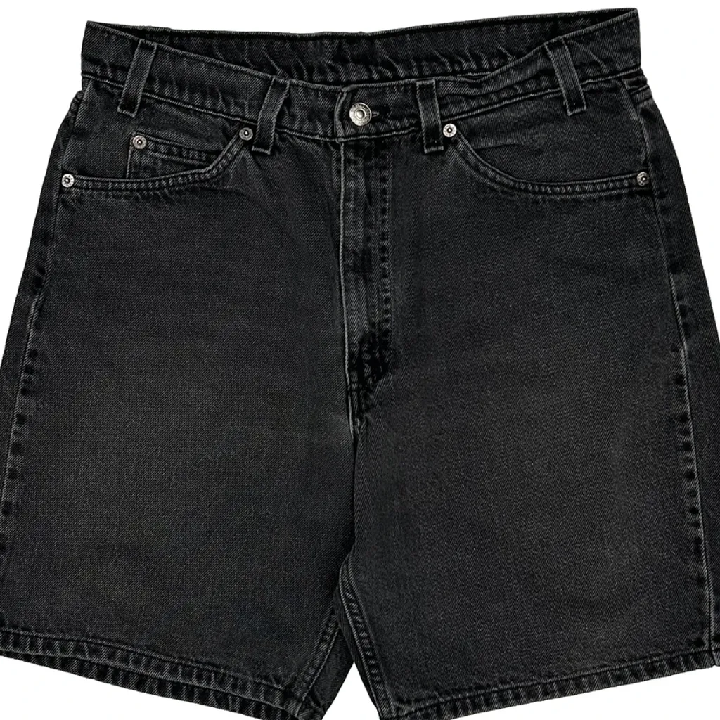 90S Orange Tab Levis Loose Denim Shorts - 32W 8L Black Denim - Image 8