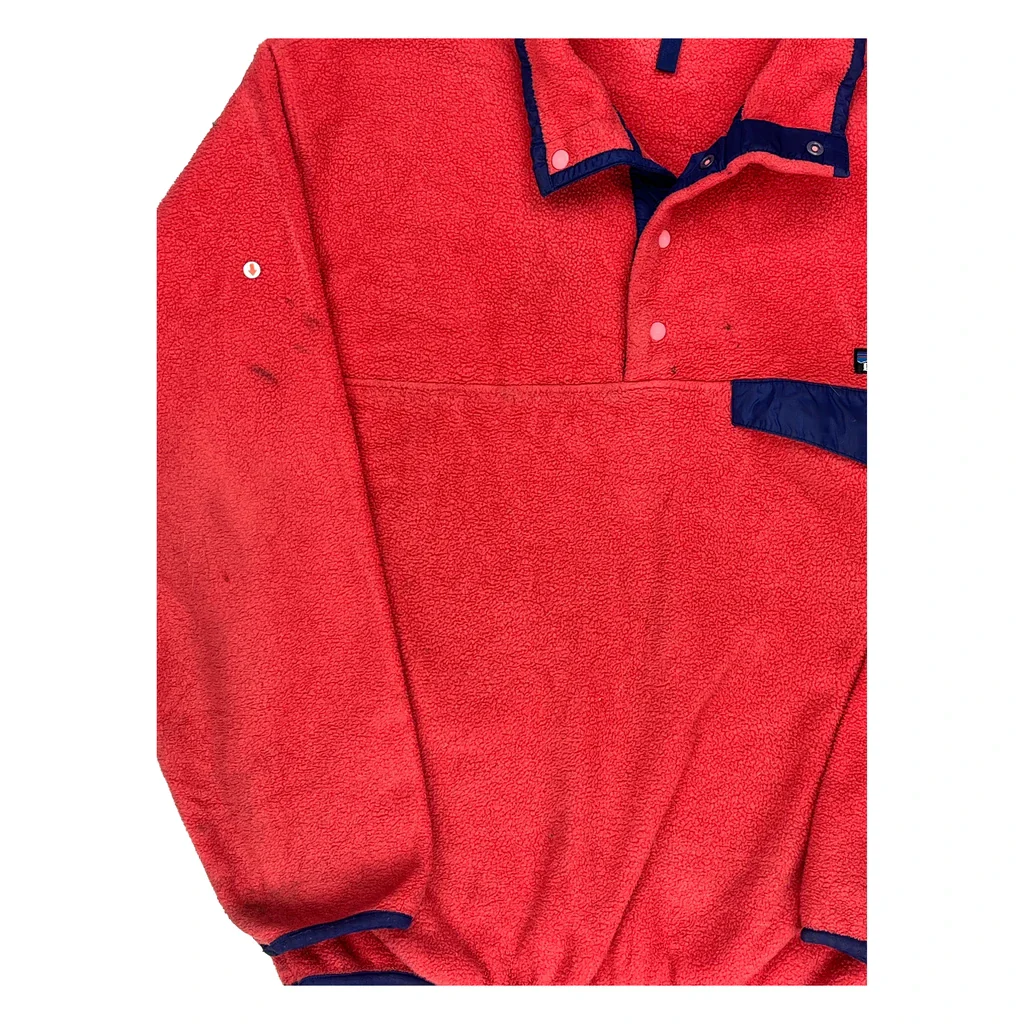 90S Patagonia Snap T Fleece - Medium Red Polyester - Image 2