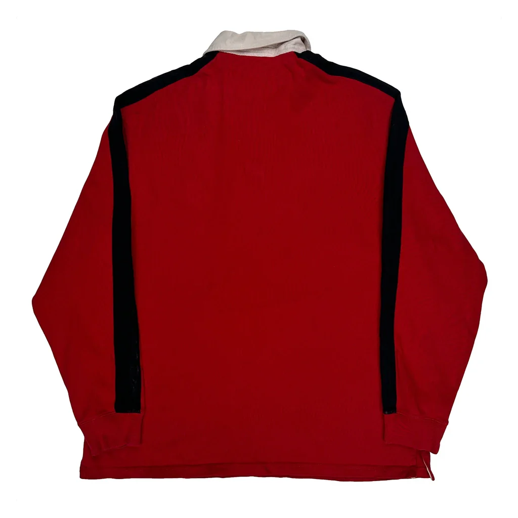 90S Polo Crest Ralph Lauren Rugby Shirt - Large Red Cotton - Image 2