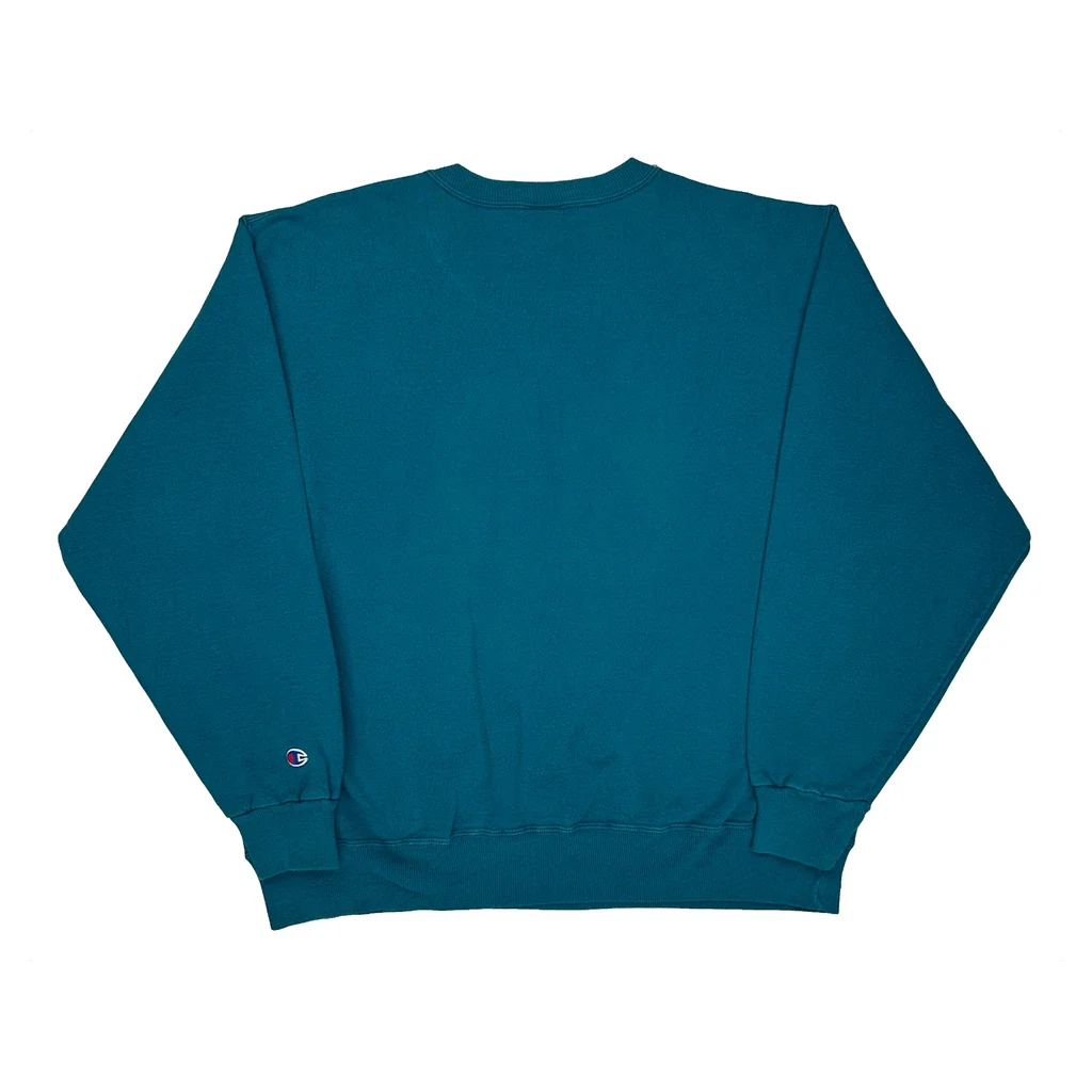 90S Reverse Weave Champion Sweatshirt - XL Green Cotton - Image 2