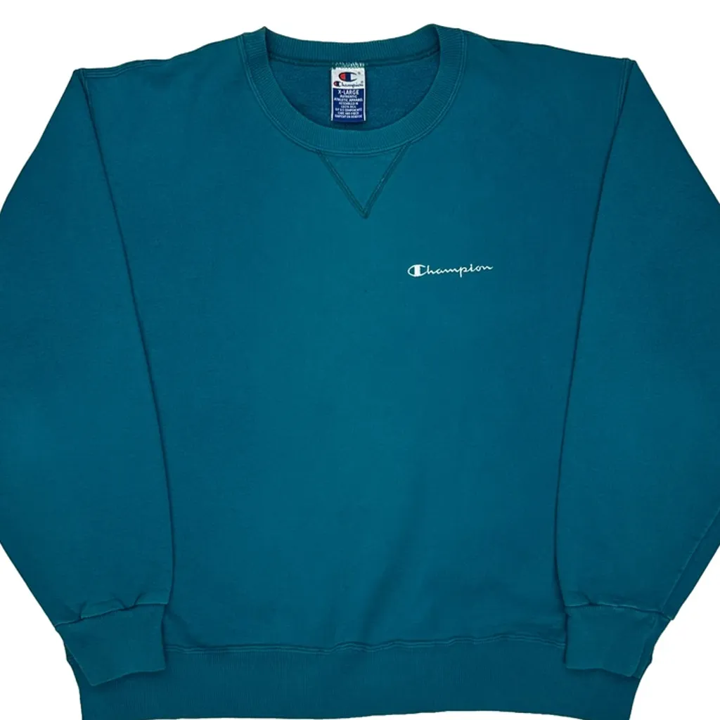 90S Reverse Weave Champion Sweatshirt - XL Green Cotton - Image 4