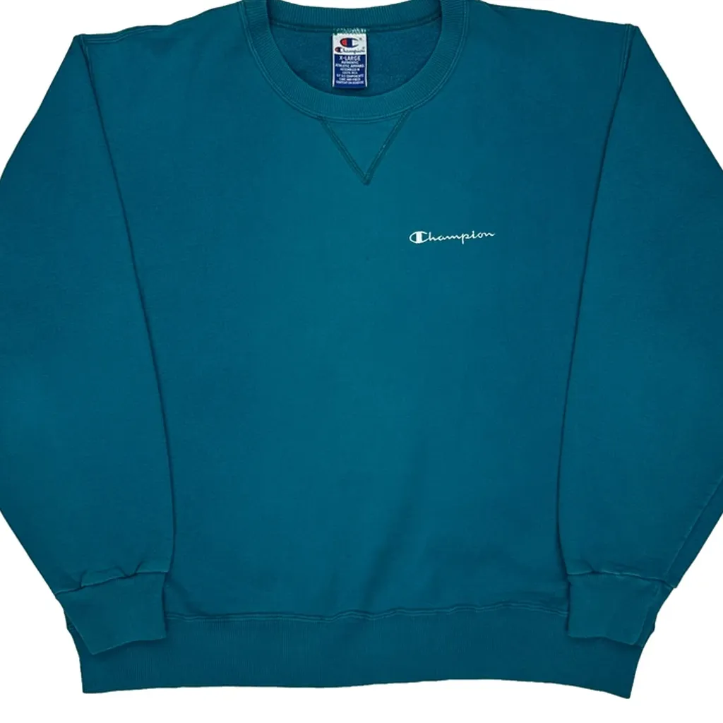 90S Reverse Weave Champion Sweatshirt - XL Green Cotton - Image 5
