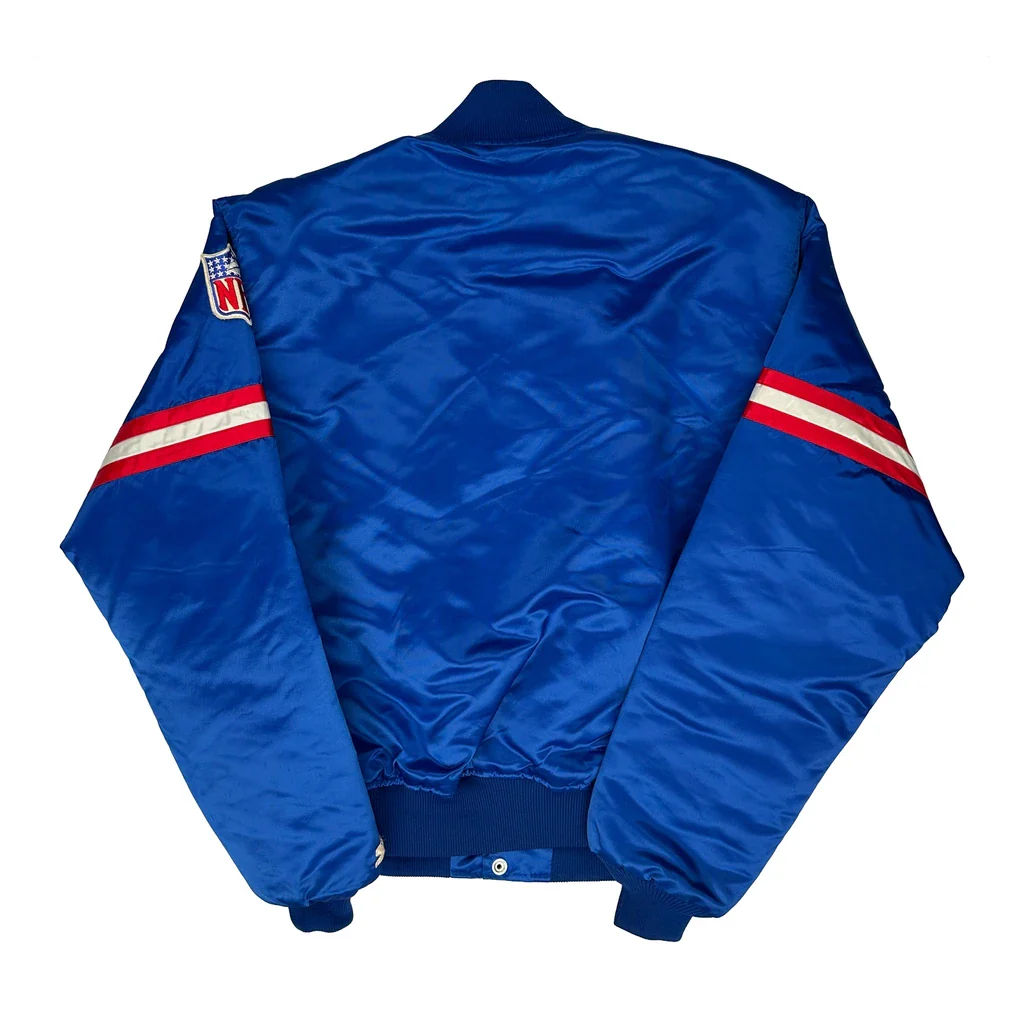 90S Satin Giants Starter Varsity Jacket - Large Blue Polyester - Image 2