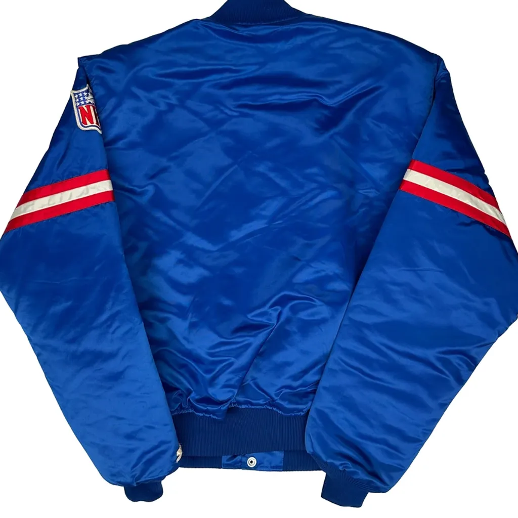 90S Satin Giants Starter Varsity Jacket - Large Blue Polyester - Image 6