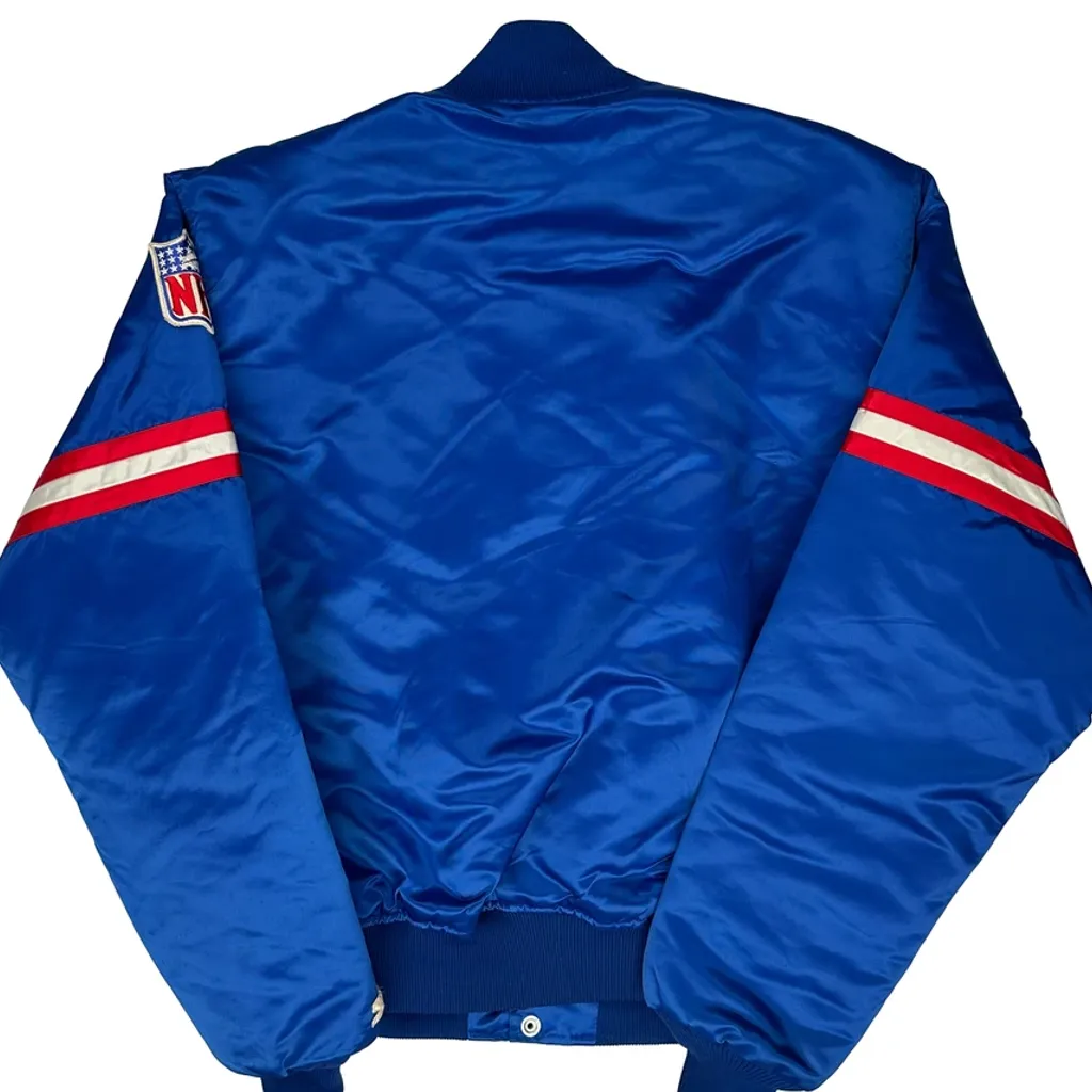 90S Satin Giants Starter Varsity Jacket - Large Blue Polyester - Image 7