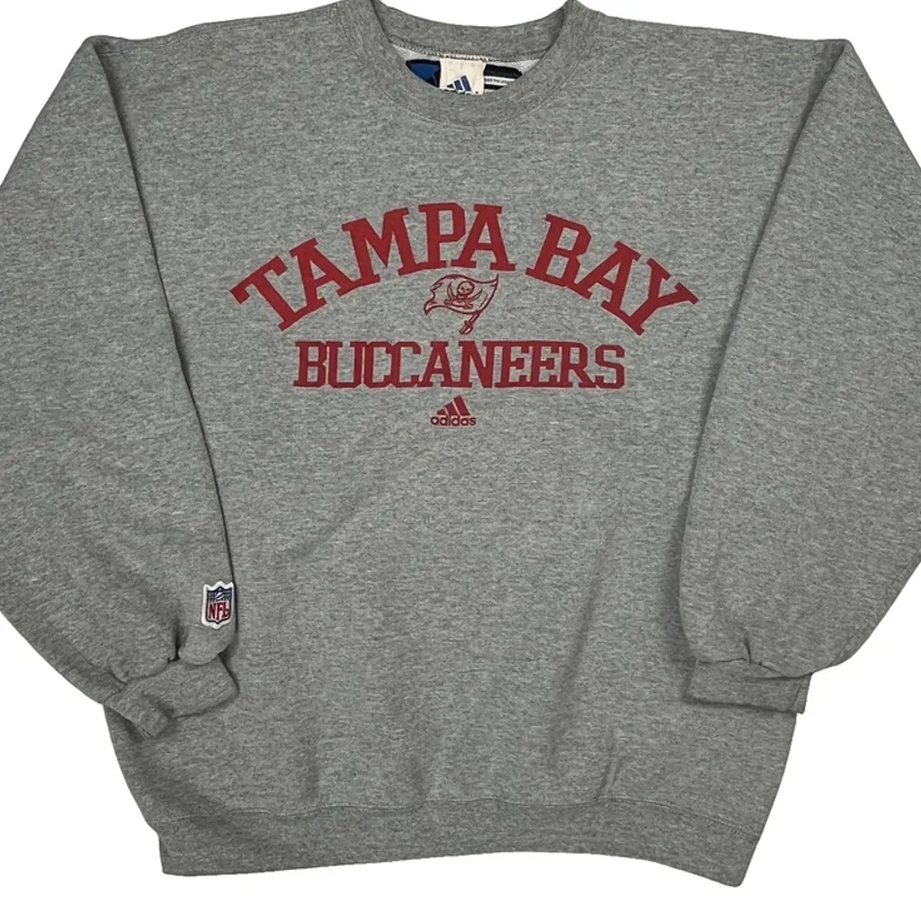 90S Tampa Bay Buccaneers Adidas Nfl Graphic Sweatshirt - Medium Gray Cotton Blend - Image 4