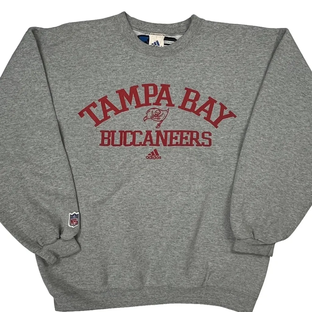 90S Tampa Bay Buccaneers Adidas Nfl Graphic Sweatshirt - Medium Gray Cotton Blend - Image 5