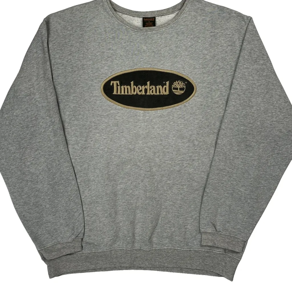 90S Timberland Graphic Sweatshirt - Medium Gray Cotton Blend - Image 4
