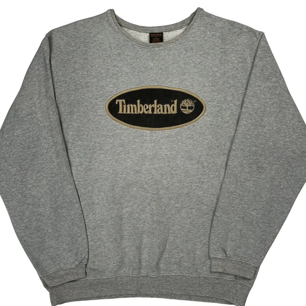 90S Timberland Graphic Sweatshirt - Medium Gray Cotton Blend - Image 5