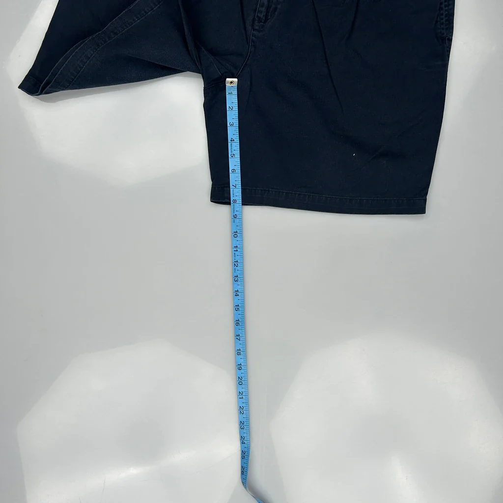 90S Tommy Hilfiger Pleated Chino Shorts - 35W 7L Navy Cotton - Image 5