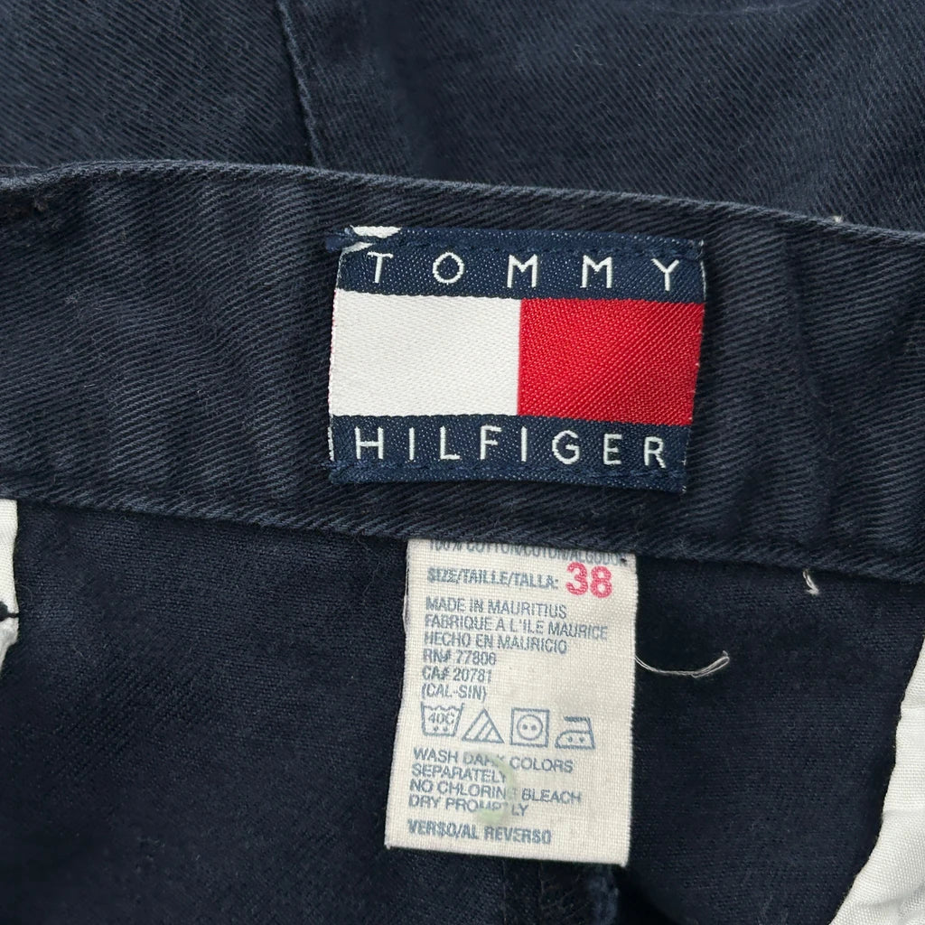 90S Tommy Hilfiger Pleated Chino Shorts - 35W 7L Navy Cotton - Image 6