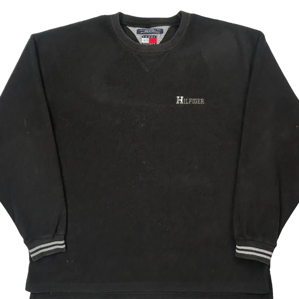 90S Tommy Hilfiger Sweatshirt Fleece - XL Black Polyester - Image 4