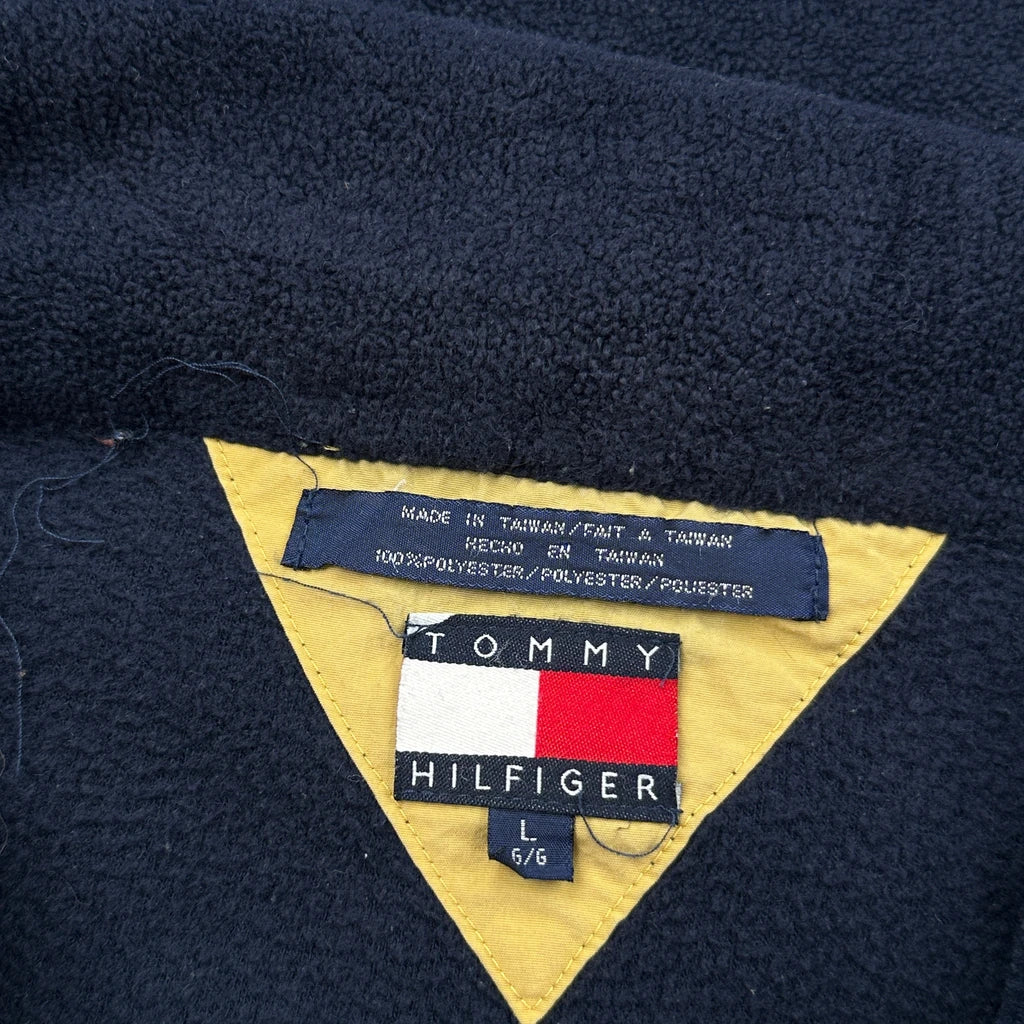90S Tommy Hilfiger Spellout Fleece - Large Navy Polyester - Image 3