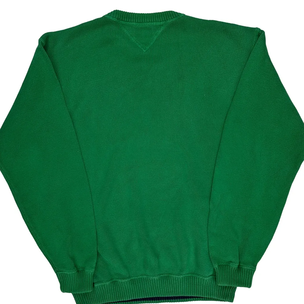 90S Tommy Hilfiger Chunky Knit Jumper - Large Green Cotton - Image 7