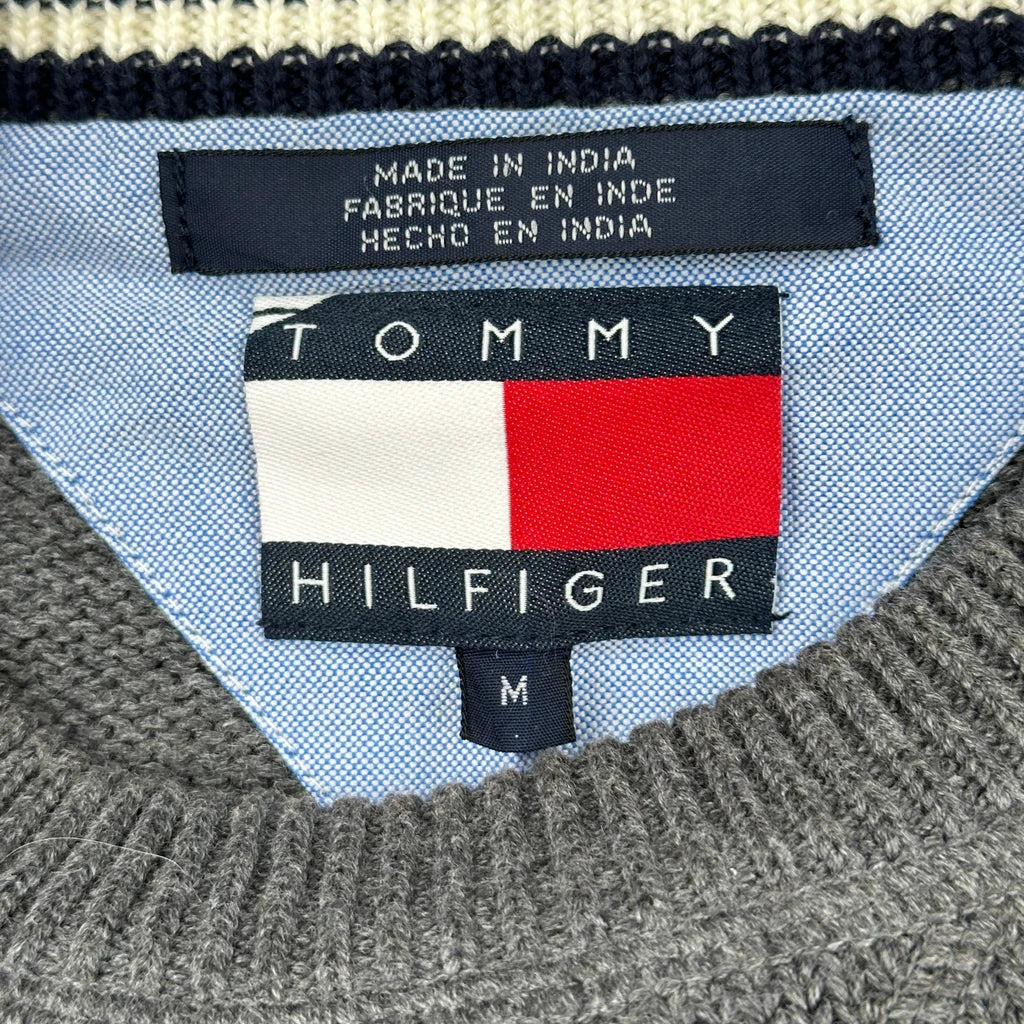90S Tommy Hilfiger Chunky Knit Jumper - Medium Grey Cotton - Image 3