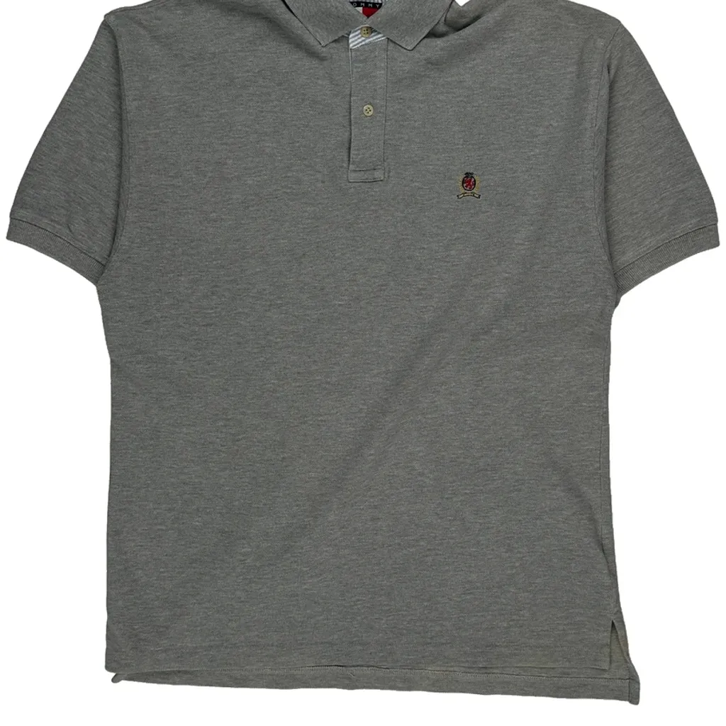 90S Tommy Hilfiger Polo Shirt - Medium Grey Cotton - Image 5
