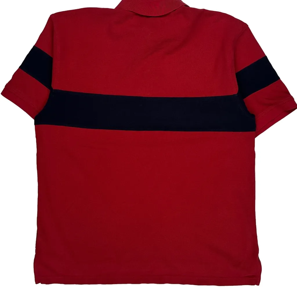 90S Tommy Hilfiger Striped Polo Shirt - Large Red Cotton - Image 7