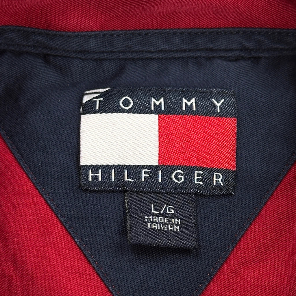 90S Tommy Hilfiger Shirt - Large Red Cotton - Image 3