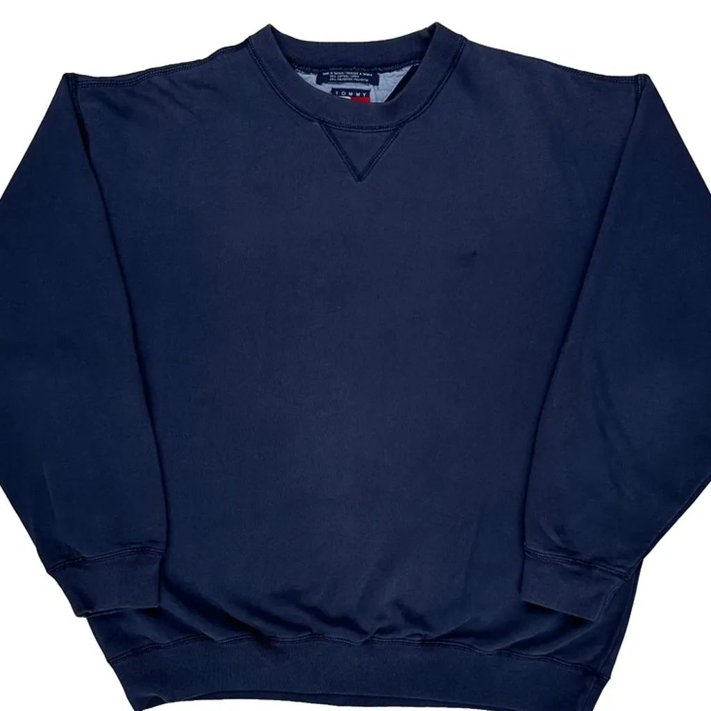 90S Tommy Hilfiger Sweatshirt - Medium Navy Cotton Blend - Image 4