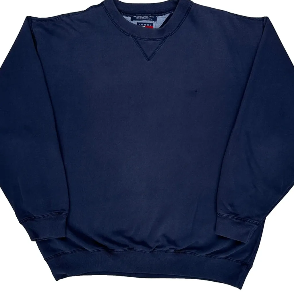 90S Tommy Hilfiger Sweatshirt - Medium Navy Cotton Blend - Image 5