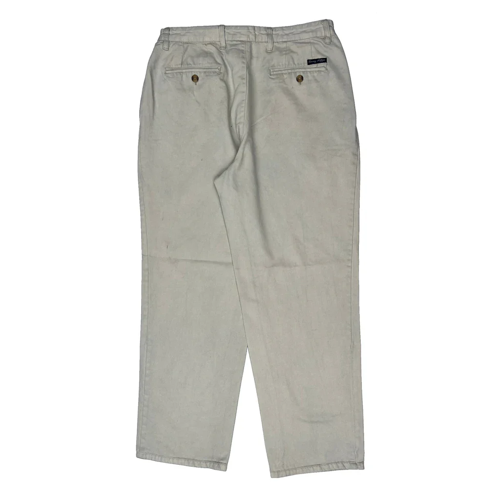 90S Tommy Hilfiger Pleated Trousers - 32W 31L Beige Cotton
