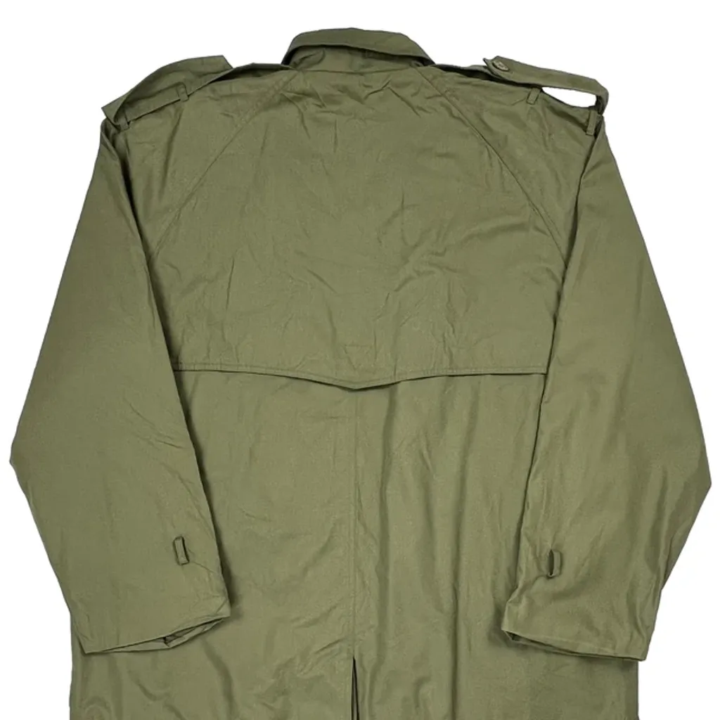 90S Vintage Fully Lined Yves Saint Laurent Full Length Double Breasted Trench Coat - XL Green Cotton - Image 9