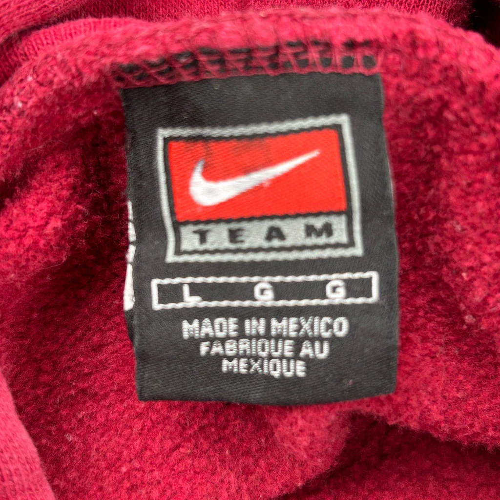 90S Willamette Softball Nike Center Swoosh Hoodie - Large Red Cotton - Image 3