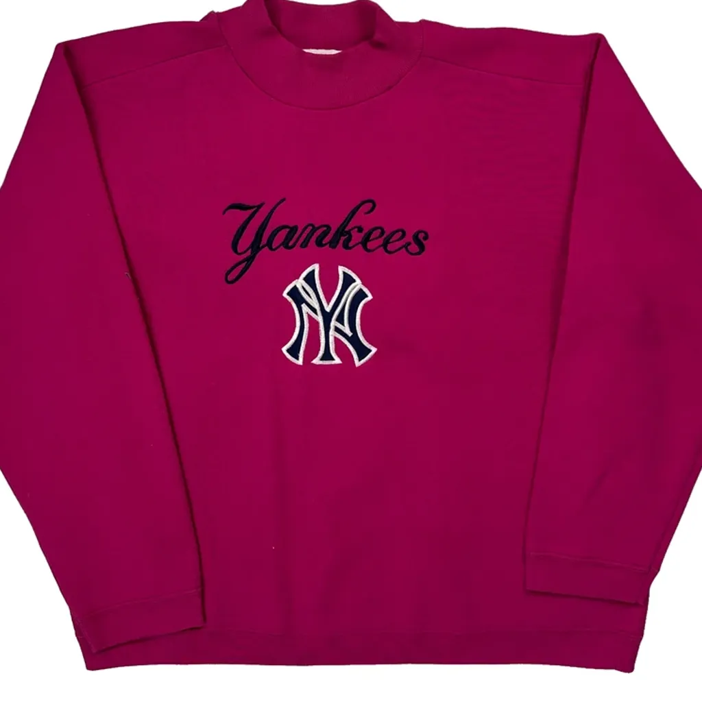 90S Yankees Adidas Sweatshirt - XL Pink Cotton Blend - Image 5