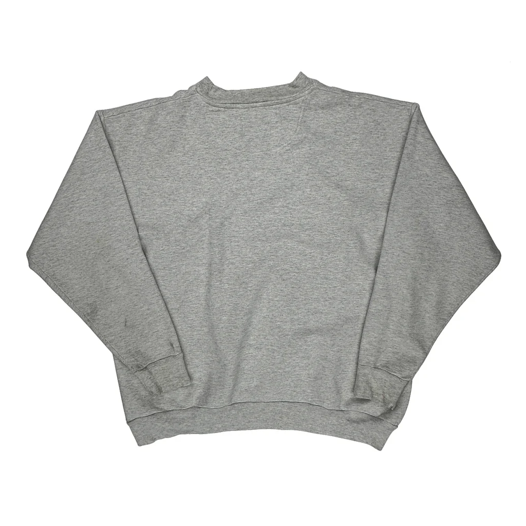 90S Yankees Majestic Spellout Sweatshirt - XL Gray Cotton Blend - Image 2