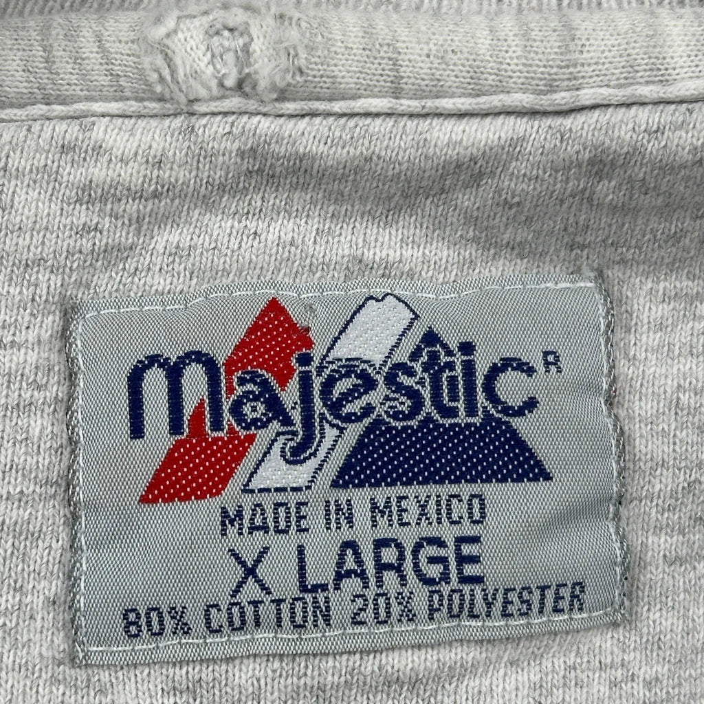 90S Yankees Majestic Spellout Sweatshirt - XL Gray Cotton Blend - Image 3
