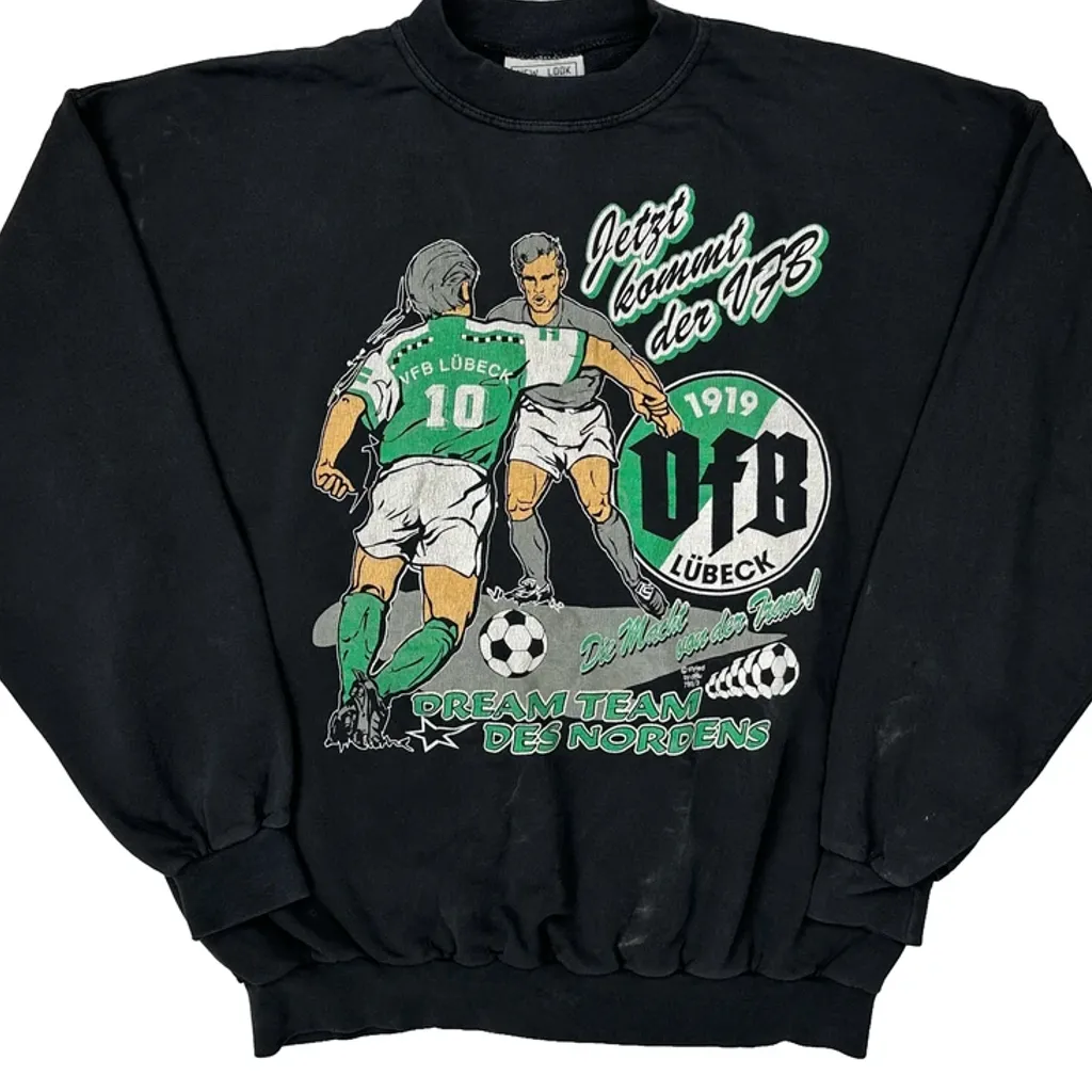 96/97 Vfb Lübeck New Look Graphic Sweatshirt - Large Black Cotton - Image 4