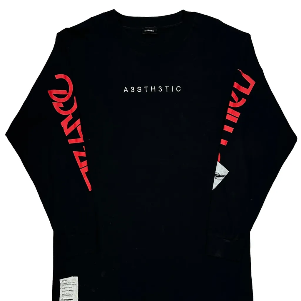 A3Sth3Tic Diesel Graphic Long Sleeve T-Shirt - Medium Black Cotton - Image 6