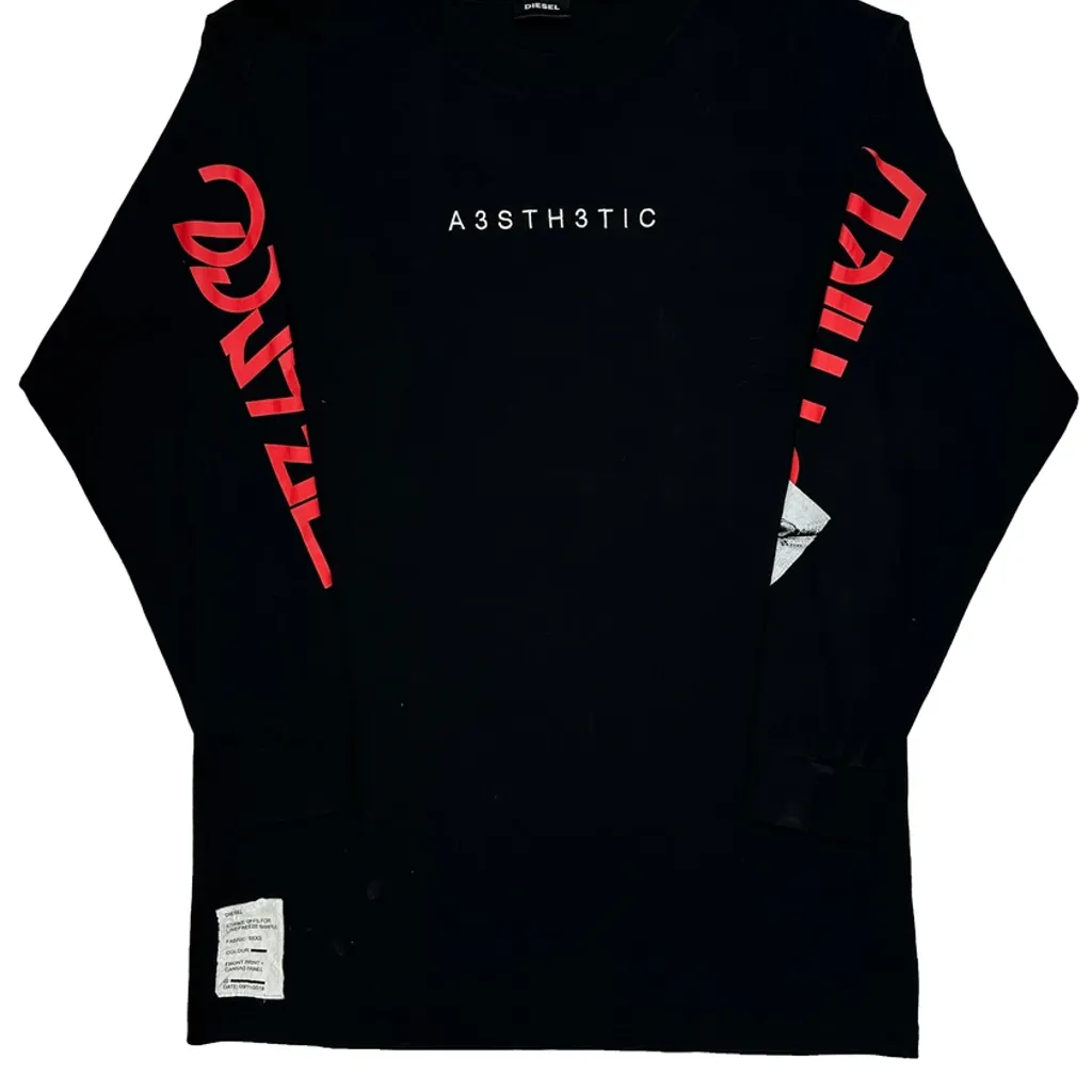 A3Sth3Tic Diesel Graphic Long Sleeve T-Shirt - Medium Black Cotton - Image 7
