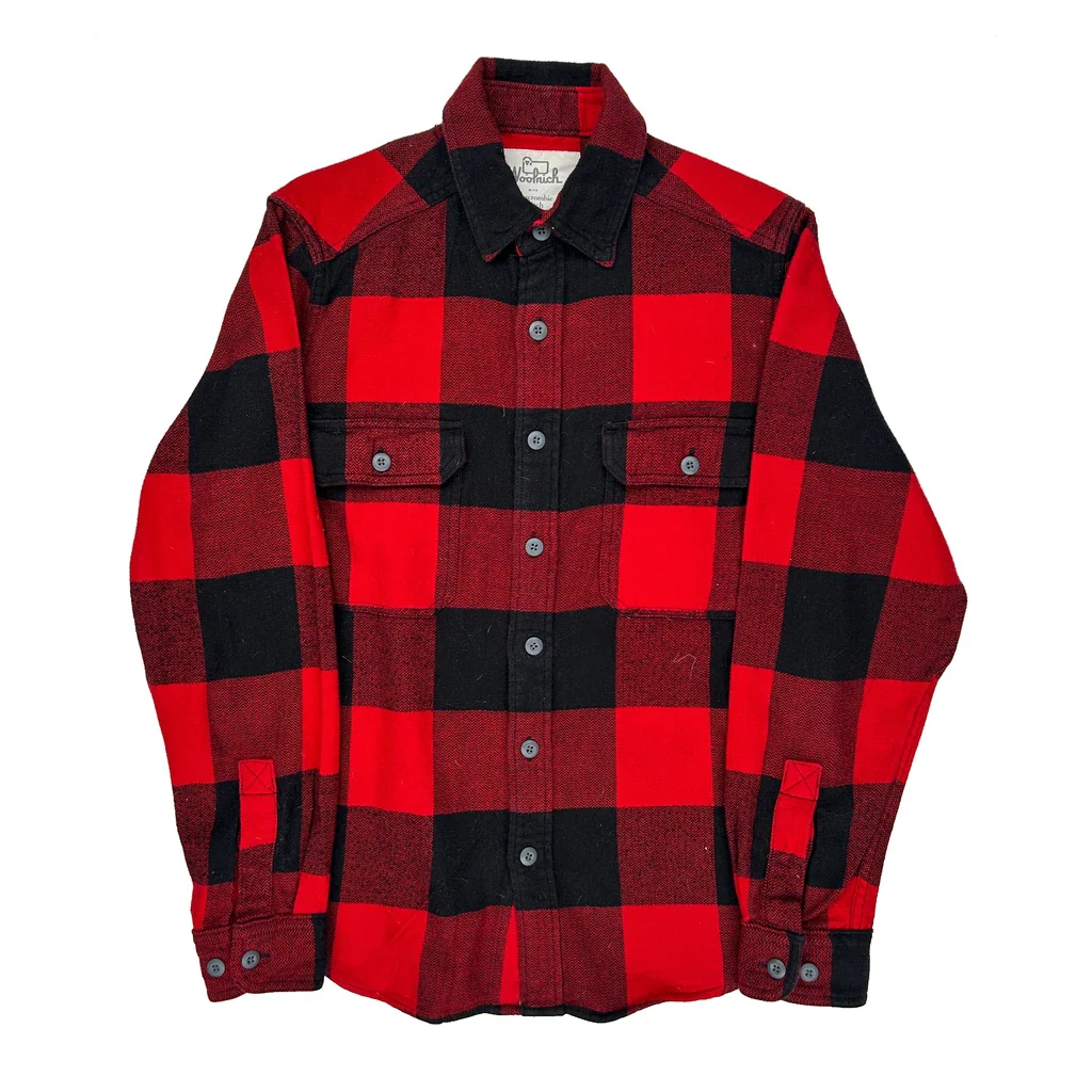 Abercrombie & Fitch Checked Flannel Shirt - Medium Red Cotton