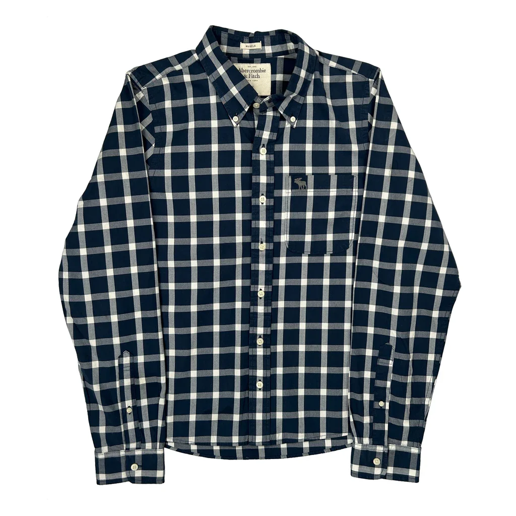 Abercrombie & Fitch Checked Shirt - XL Blue Cotton