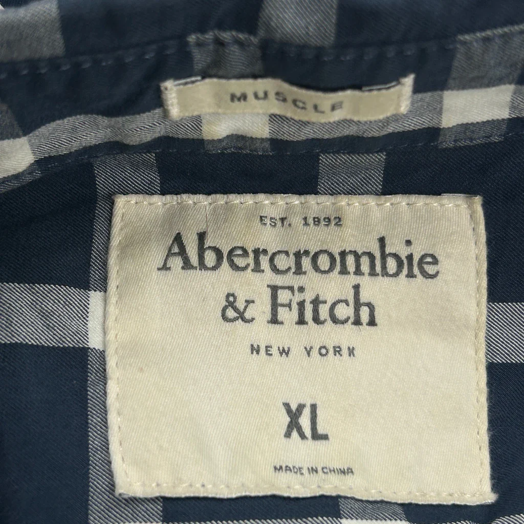Abercrombie & Fitch Checked Shirt - XL Blue Cotton - Image 3